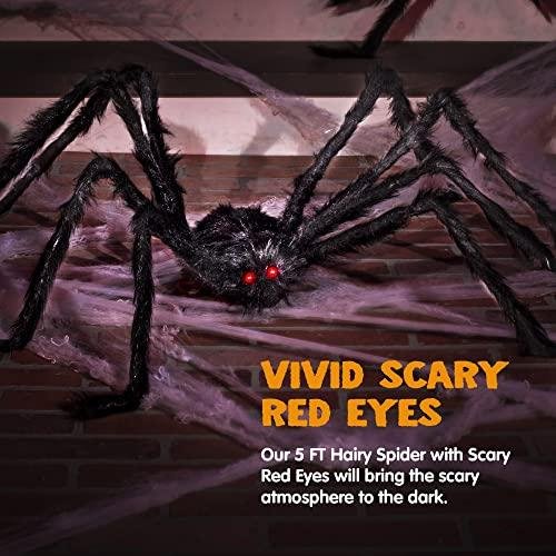         JOYIN Halloween Outdoor Decorations Hairy Spider, Scary Giant Spider Fake Large Props for Yard Party Decor, Black (Standing Height is 15 inches)       
