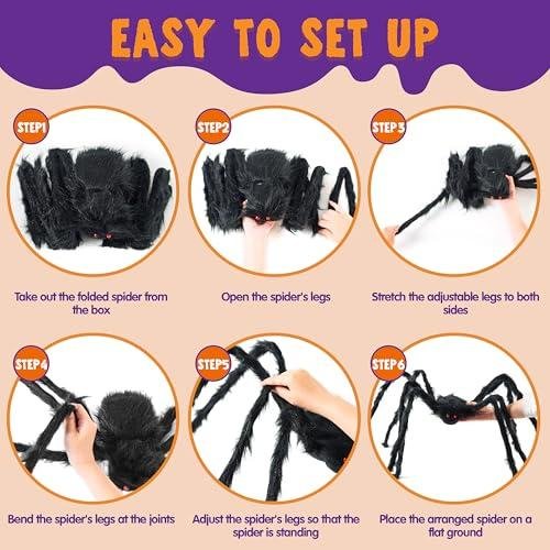         JOYIN Halloween Outdoor Decorations Hairy Spider, Scary Giant Spider Fake Large Props for Yard Party Decor, Black (Standing Height is 15 inches)       