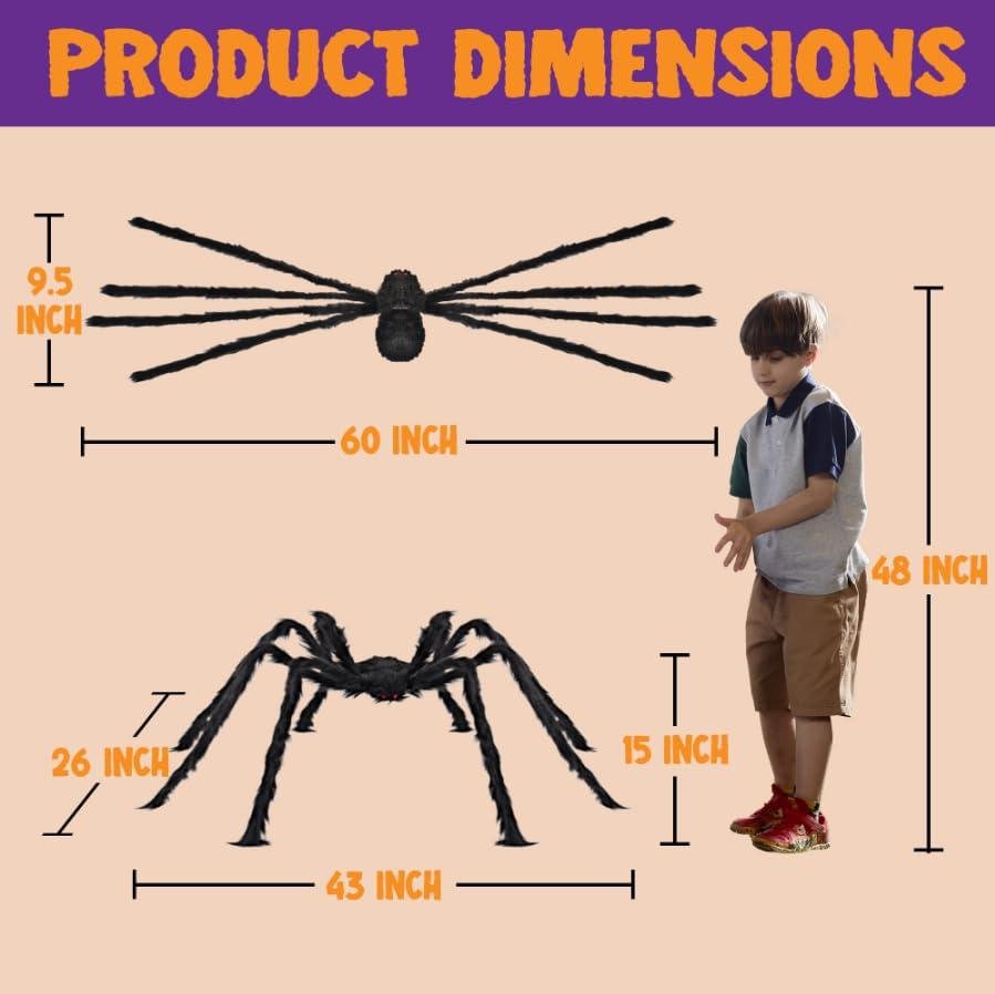         JOYIN Halloween Outdoor Decorations Hairy Spider, Scary Giant Spider Fake Large Props for Yard Party Decor, Black (Standing Height is 15 inches)       